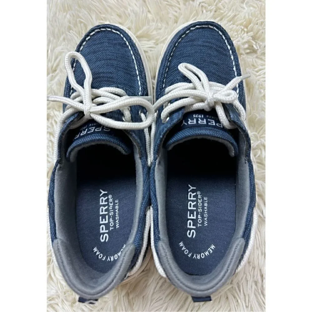 Excellent Used Condition Blue & White Sperry Loafers Size 3